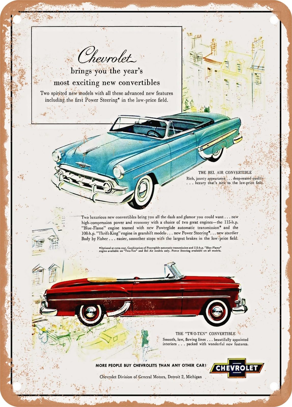 Miaomansenstore Metal Sign - 1953 Chevy Convertibles Vintage Ad Home Decor