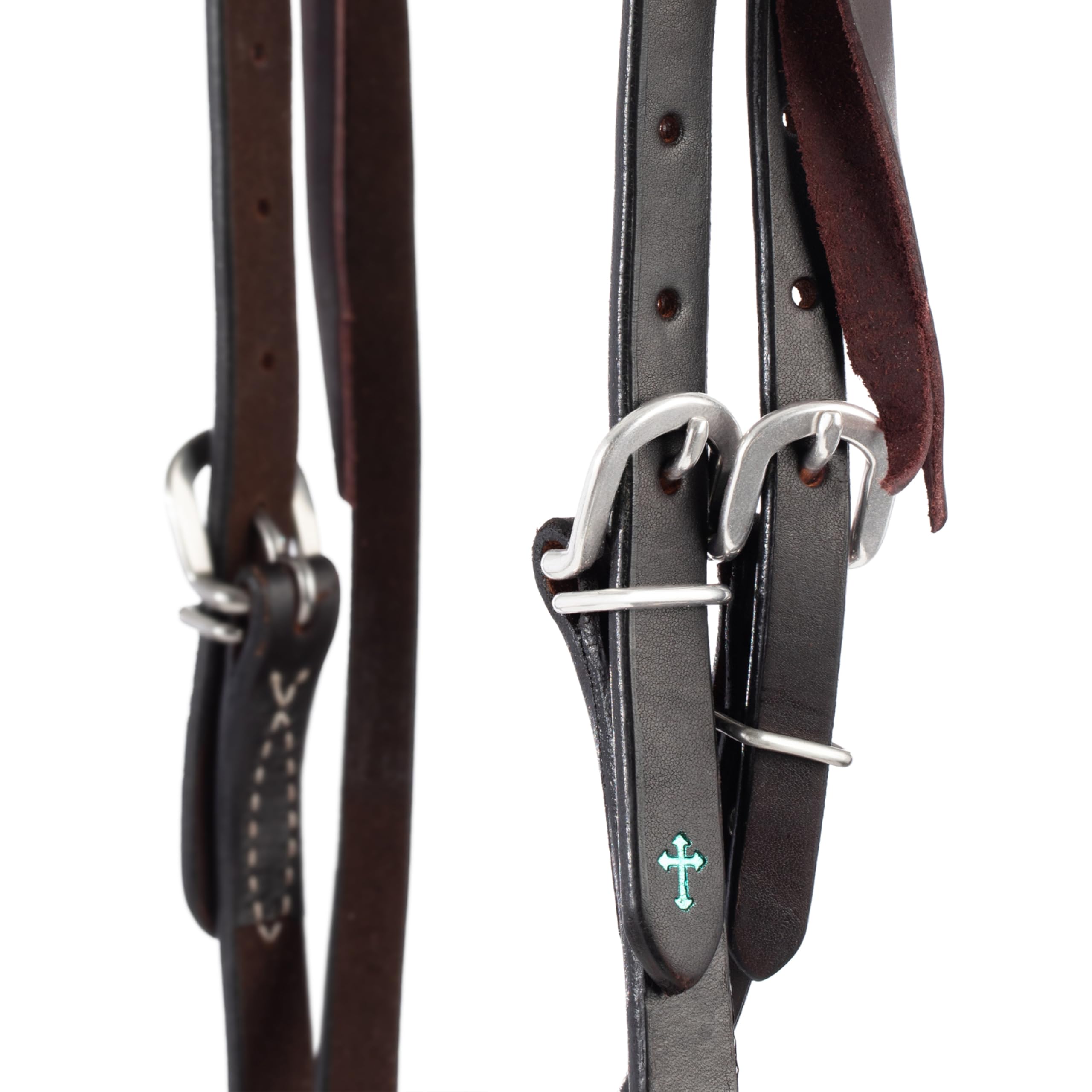 Turchese Croce 45 – 0150 Skirting Leather Browband Headstall, Horse Size, Scuro Oliato