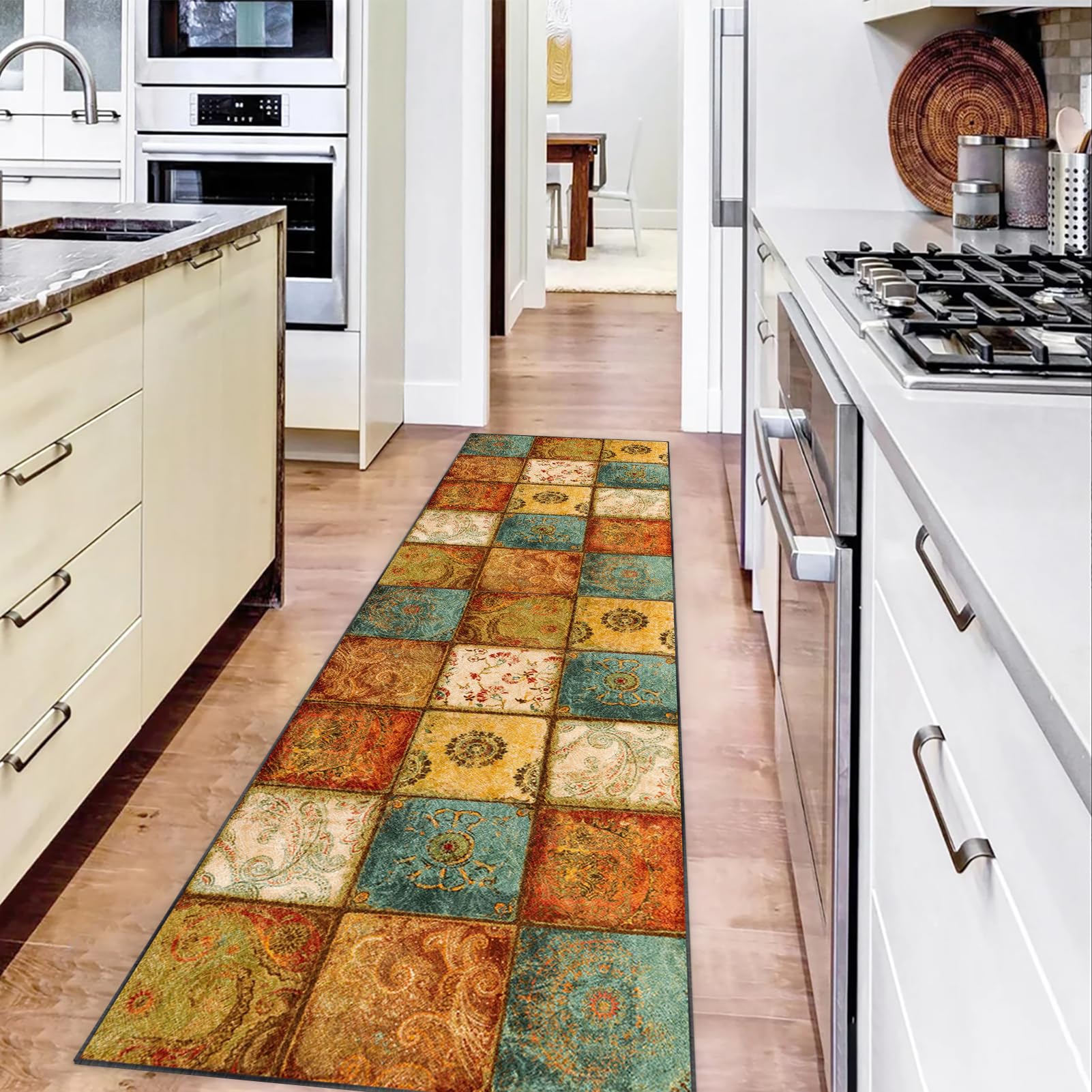 Küchenläufer Teppich Läufer für Flur Küche Wohnzimmer Schlafzimmer, Teppichläufer rutschfest Waschbar Teppich für Küche, Flurteppich Eingangsteppich Bettvorleger Schlafzimmer 120 x 450 cm