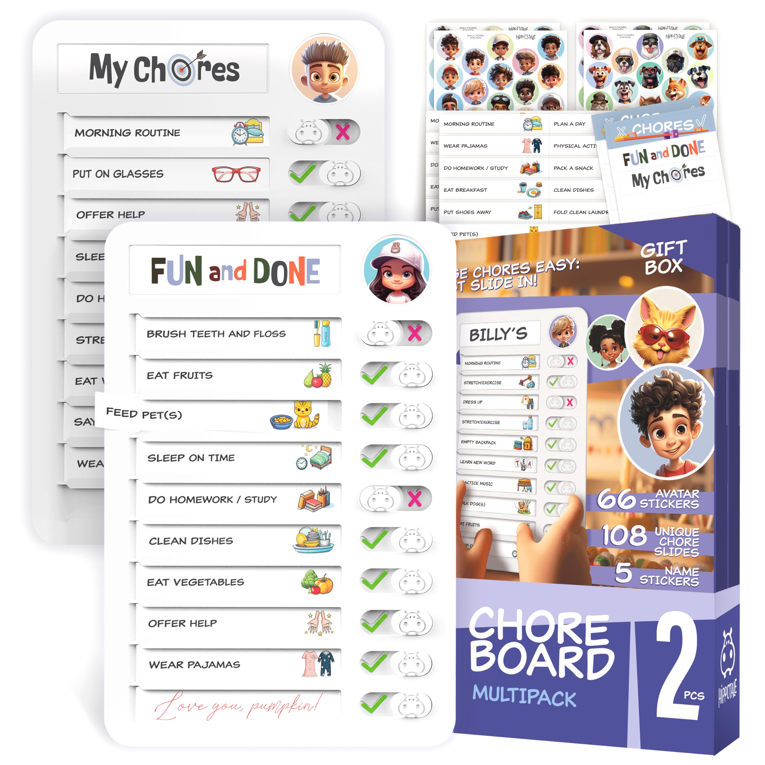 Chore Chart for Kids – Daily Routine Chart for Kids with Checklist &amp; Stickers, Magnetic Kids Chore Chart – 360 Pcs Set of Chore Board Visual Schedule for Kids with Autism &amp; Best ADHD Tools for Kids