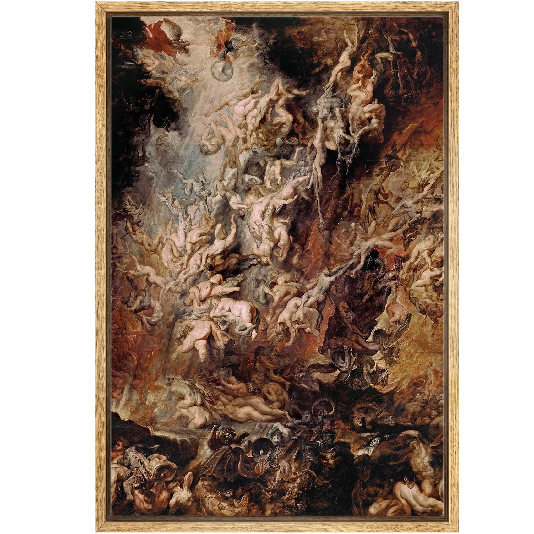 wall26 - Oil Painting of Fall of The Rebel Angels by Peter Paul Rubens - Baroque Style - Hell, Heaven, Catholic, Christianity - Framed Canvas Art Home Art - 16