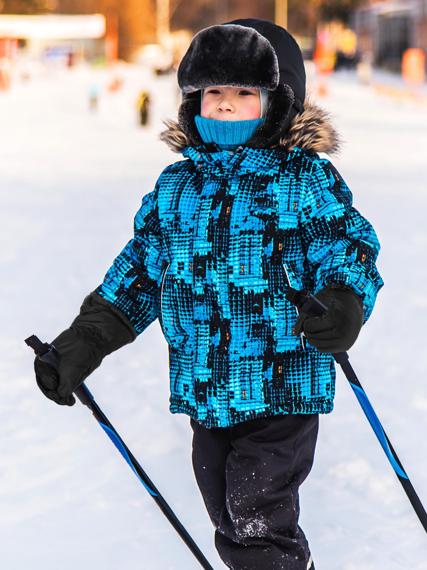 Bencailor 6 Paar Winterhandschuhe für Kinder, wasserdicht, Jungen, Schnee, Ski-Handschuhe, Mädchen, warm, winddicht, Fäustlinge für Kinder im Freien (Schwarz, Pfirsichrosa, Weiß, Hellrosa, Dunkelbraun