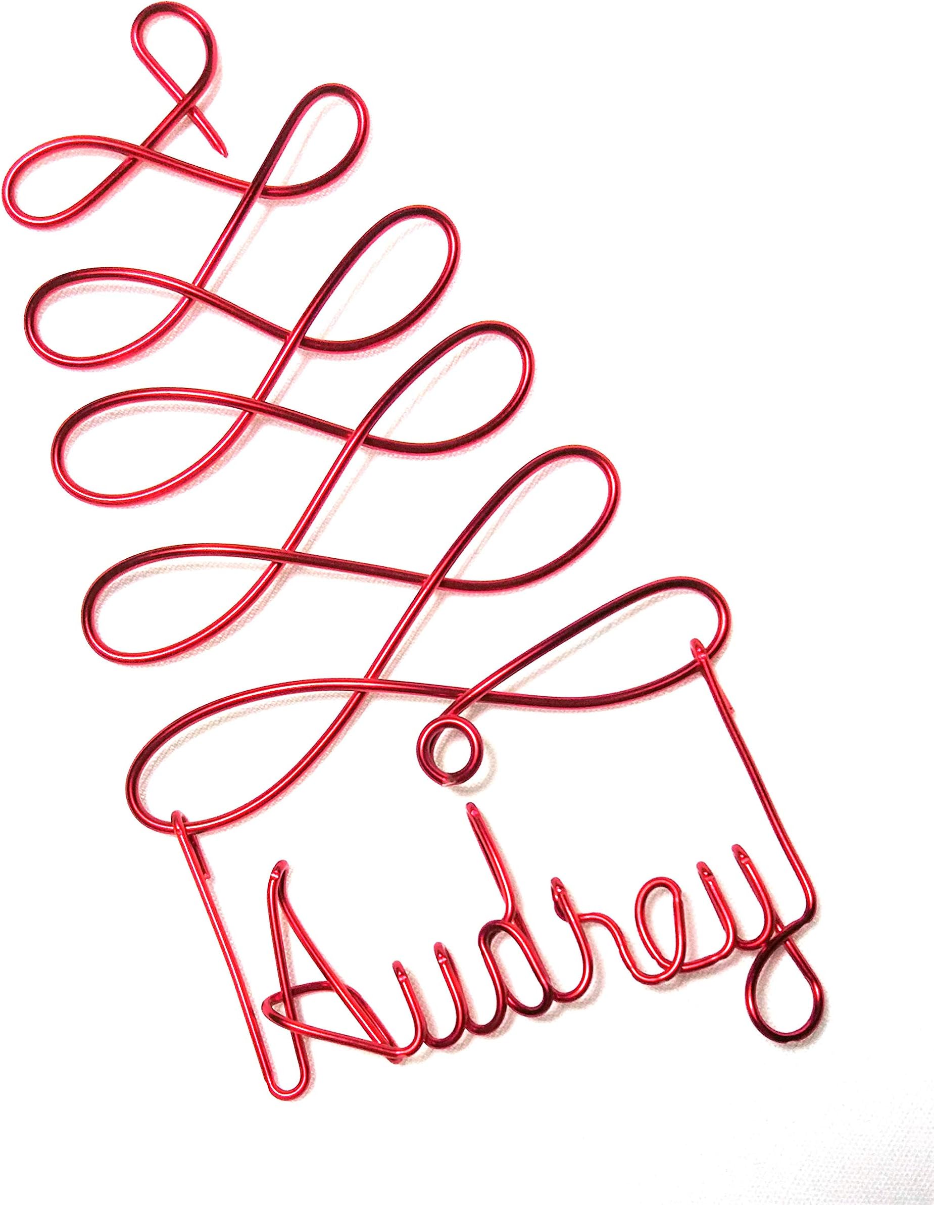 Personalized Christmas Ornament Red Tree Any Name Designed Up to 9 Letters, Gift Name Tag, Custom Name Tree Ornament, Personalized Holiday Ornament