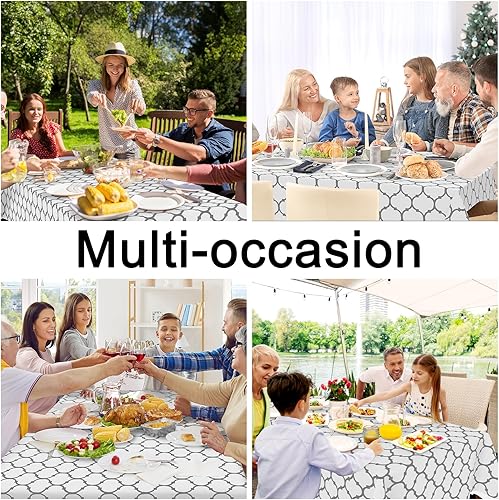 Miniatura 6 de Smiry Mantel de vinilo para mesas rectangulares, impermeable con respaldo de franela para mesas rectangulares, mantel de plástico a prueba de