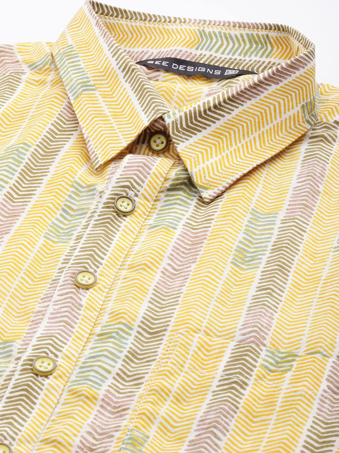 See Designs Yellow Regular Pure Cotton Pathani Printed Men's Kurta_Sdpkt1160Xxl