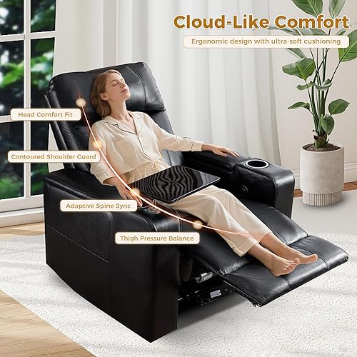 Miniatura 3 de ANJ Red Power - Silla reclinable eléctrica para cine en casa silla de cine de piel suave para sala de estar sofá reclinable individual con