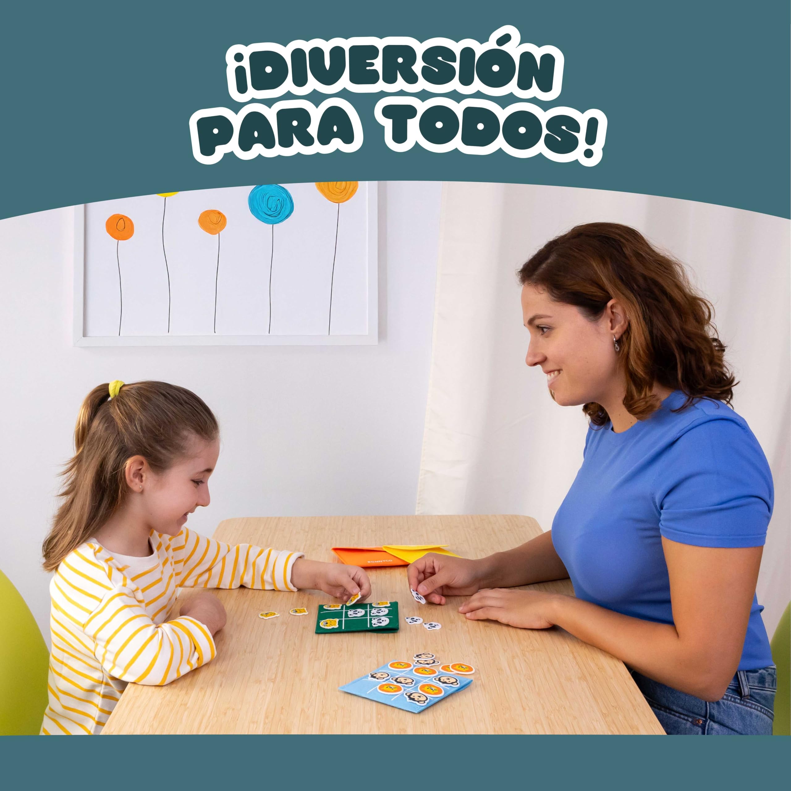 BONNYCO Tres en Raya Niños de Animales, Pack 16 Regalos Cumpleaños Niños Colegio. Detalles Cumpleaños Infantil, Relleno Piñata Regalitos Invitados. Regalos Alumnos Primaria, Mini Juegos 3 en Raya