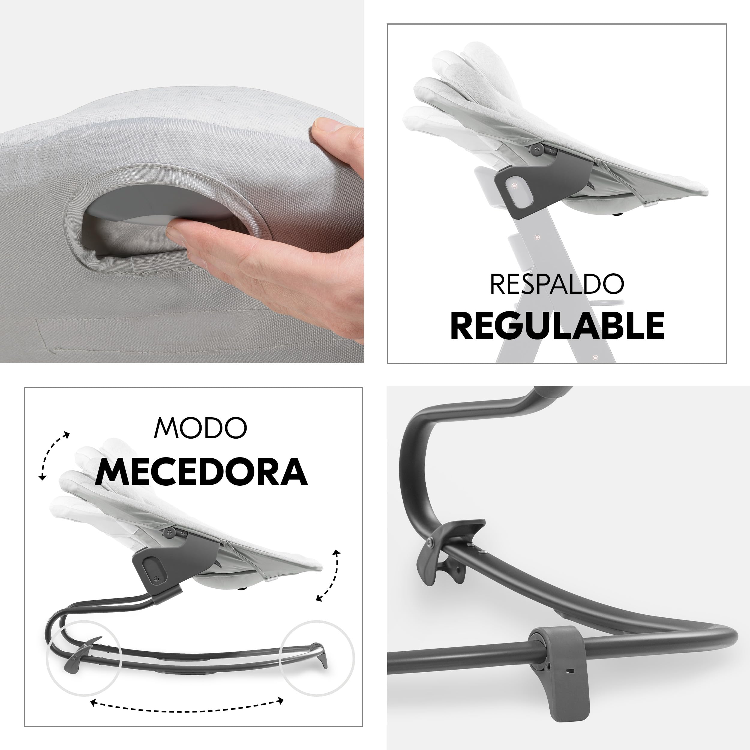 hauck Alpha Plus Set Trona Bebé con Bouncer Premium - Natural | Trona evolutiva de madera hasta 90 kg | hamaca reclinable recién nacidos, cojín algodón y arnés 5 puntos
