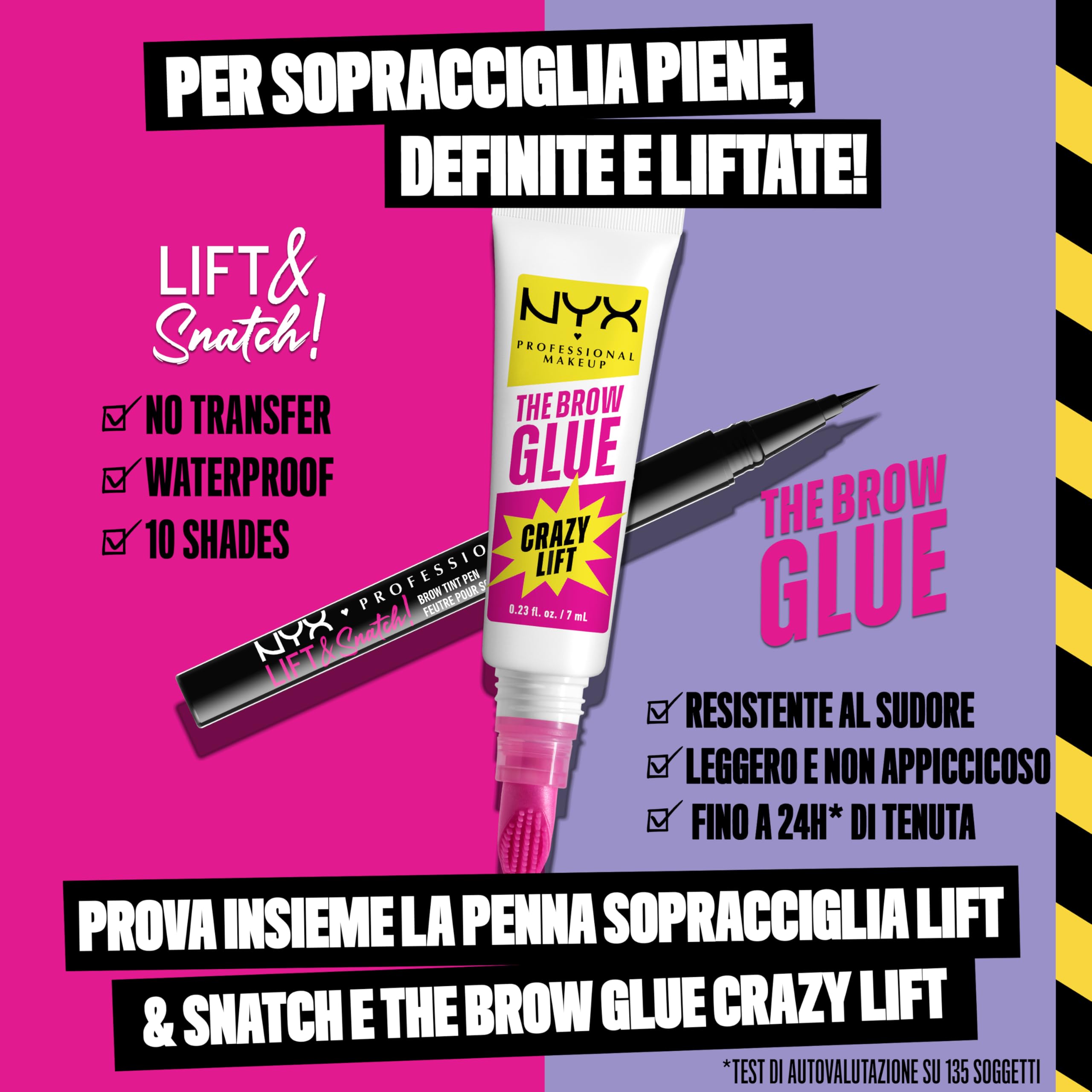 NYX Professional Makeup The Brow Glue Crazy Lift Gel Sopracciglia, Sopracciglia Effetto Laminazione e Fissate, Fino a 24h di Tenuta, Resistente al Sudore, Formula Vegana, 7 ml