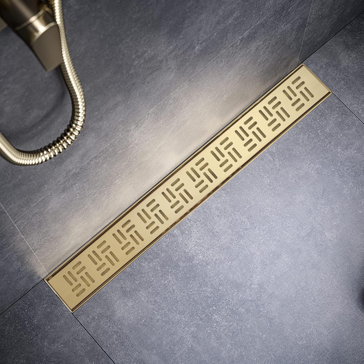 Sharp-tec Shower Drain, 24 inch Linear Shower Drain, Brushed 304 Stainless Steel Rectangular Shower Floor Drain with Adjustable Leveling Feet, Hair Strainer, cUPC Certified, ST-092-24G