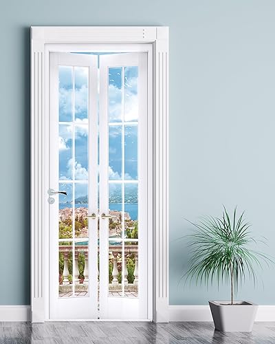 Miniatura 38 de FLFK Adhesivo mural para puerta, playa, despegar y pegar, tamaño combinado 30.3 x 78.7 pulgadas, dividido en 2 piezas