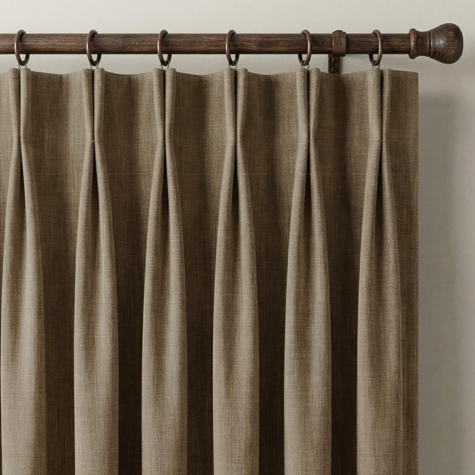 NICETOWN Heavy Duty Linen Pinch Pleated Curtains - Hazelnut Brown, 40"x 84" - Privacy Assured Linen Blend Blackout Drapes for Earthy Tone Studio & Bedroom, Modern Home Decor (2 Panels)