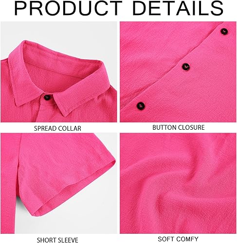 Miniatura 5 de Runcati Camisa de manga corta con botones para hombre, casual, color sólido, hippie, yoga, lisa, para verano, playa