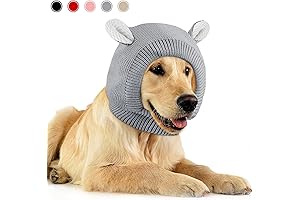 Quiet Ears Beanies for Dogs - Premium Knitted Noise-Canceling Earmuffs for Dogs and Cats (Grey)