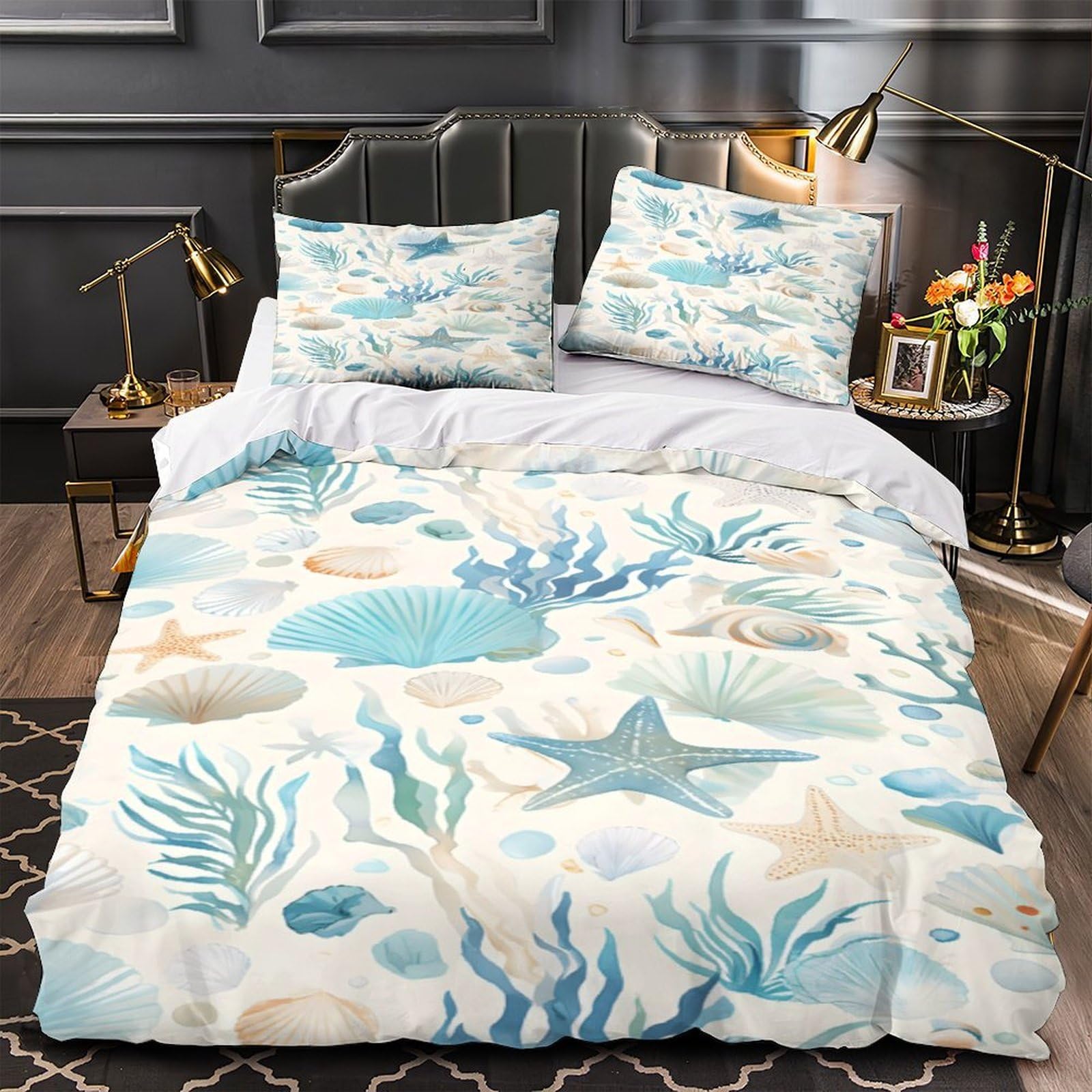Housse de couette super douce coquillages pour des nuits apaisantes et cocooning