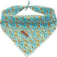 Vista 1 de Lionheart Glory Bandana para perro, bufanda azul para perro, estampado de cerveza, ajustable para perros pequeños a grandes