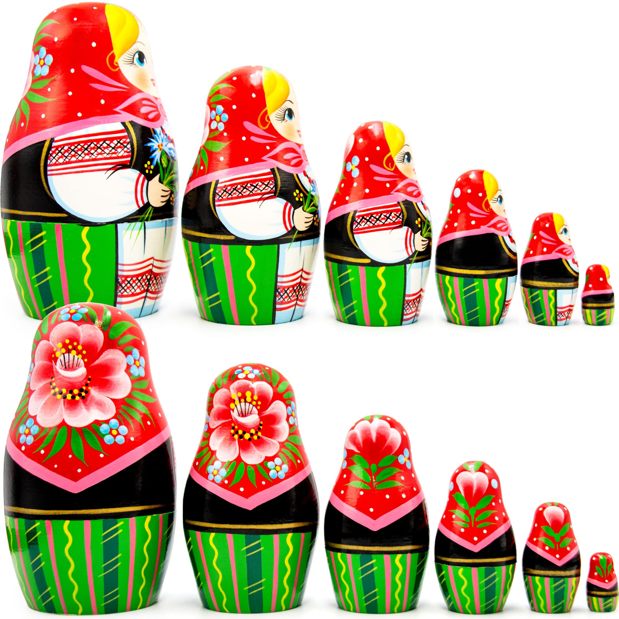 Juego de 6 muñecas rusas de acianos para niños, muñeca Matryoshka en Sarafan bielorruso, muñecas rusas anidadas para adultos, juguetes de anidación