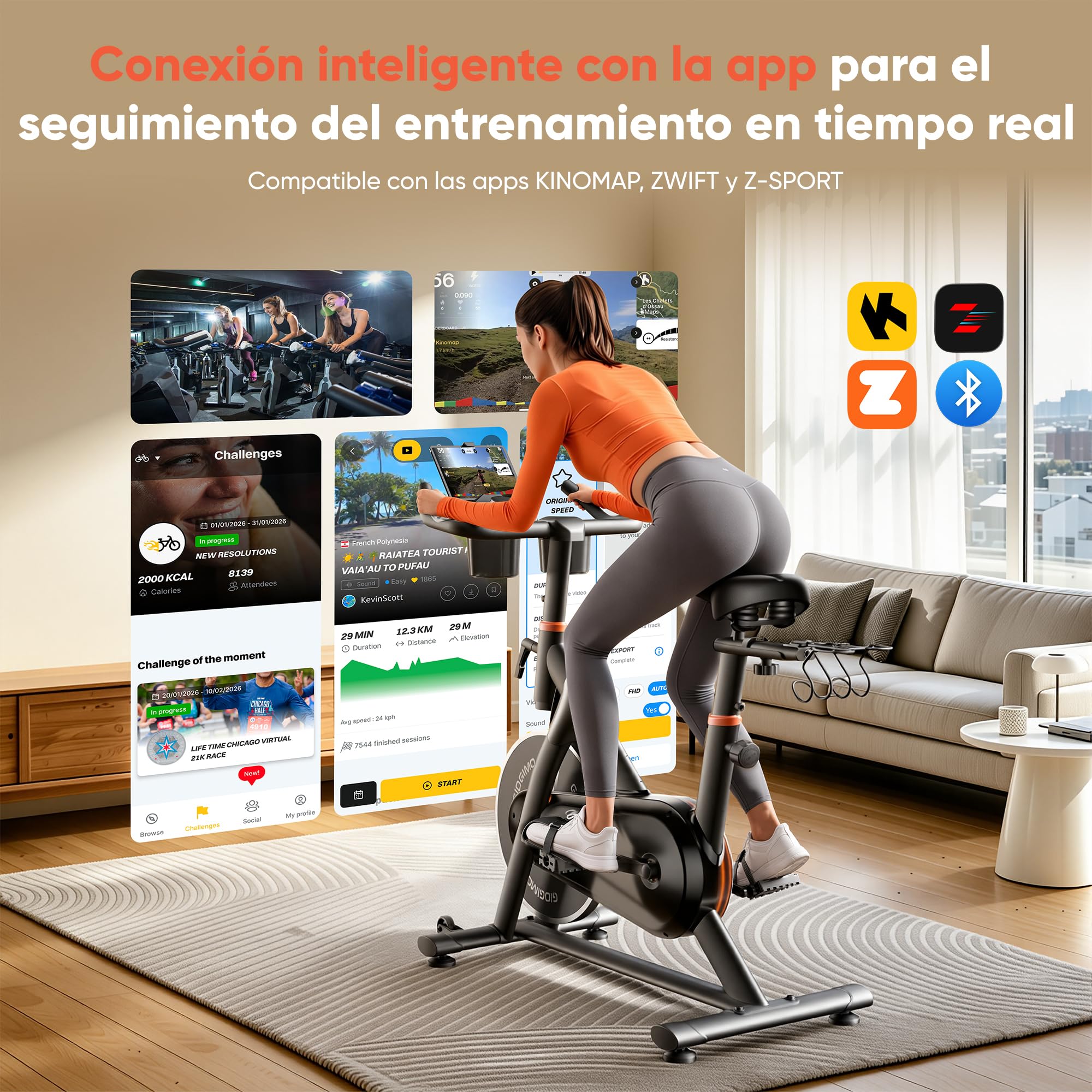 GIDGIMO 2026 Nuevo Bicicleta Estática Silenciosa para Casa con Resistencia Ajustable, Asiento Transpirable, Monitor LCD, Pulsómetro, Entrenamiento en Casa, Capacidad Máxima 150 kg