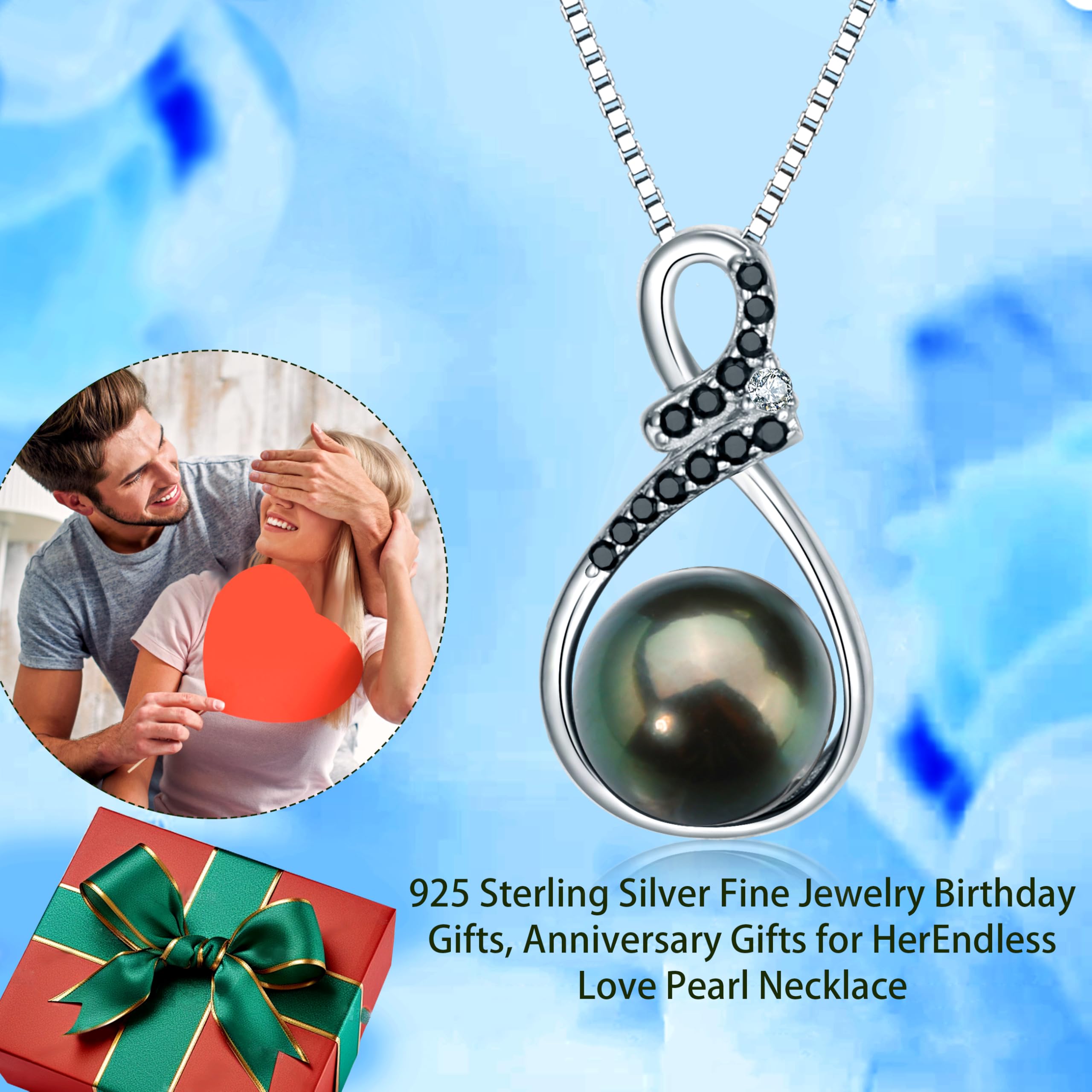 Regalos para mujer, esposa, collar de perlas negras tahitianas, regalo para esposa, boda, cumpleaños, aniversario, joyería, día de la madre, regalos para mamá, Navidad, día de San Valentín