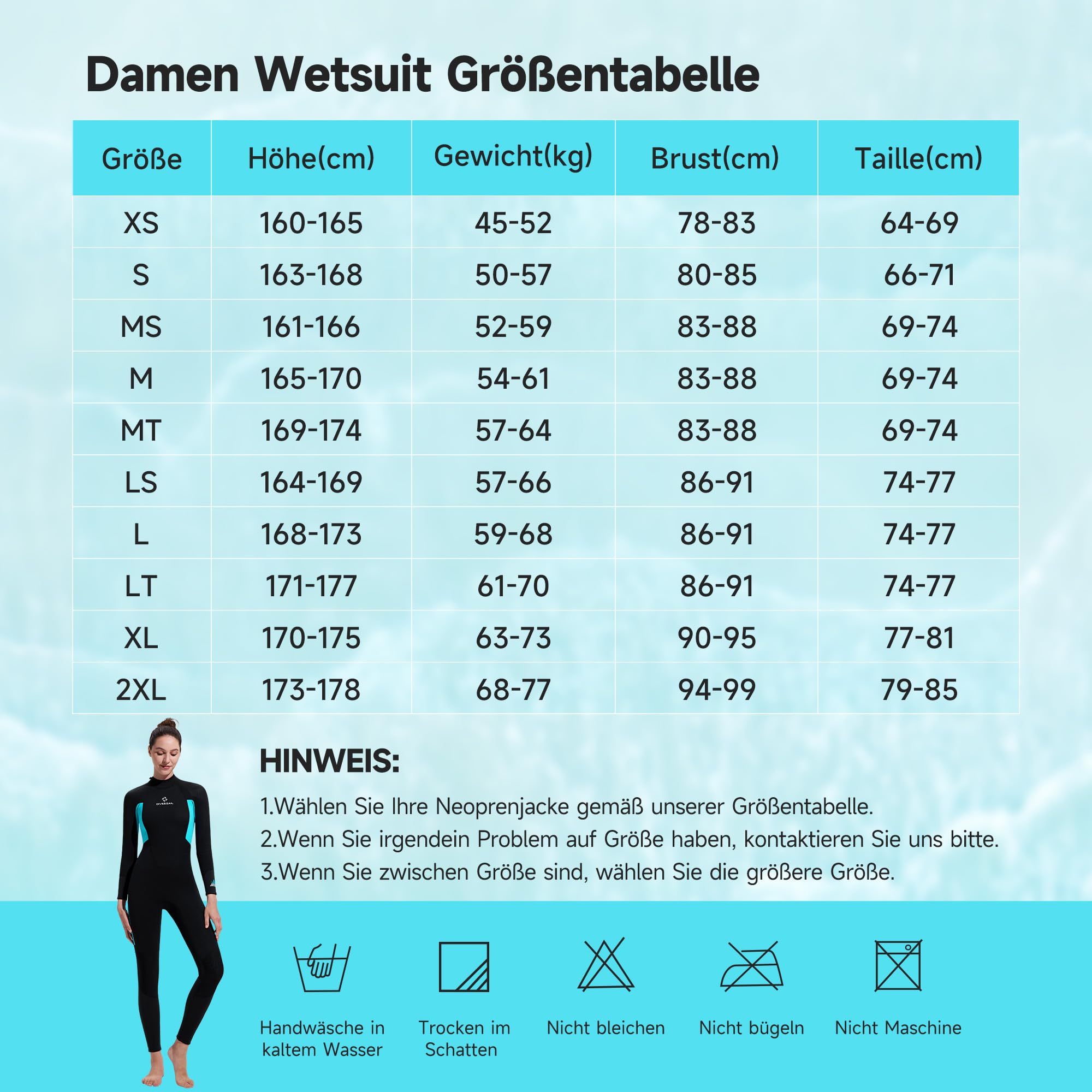 Neoprenanzug Ganzkörper 3/2mm mit Rückenreißverschluss, Ultra-Stretch Neopren Nassanzug Langarm mit UV-Schutz und Wärmeisolierung für Herren und Damen