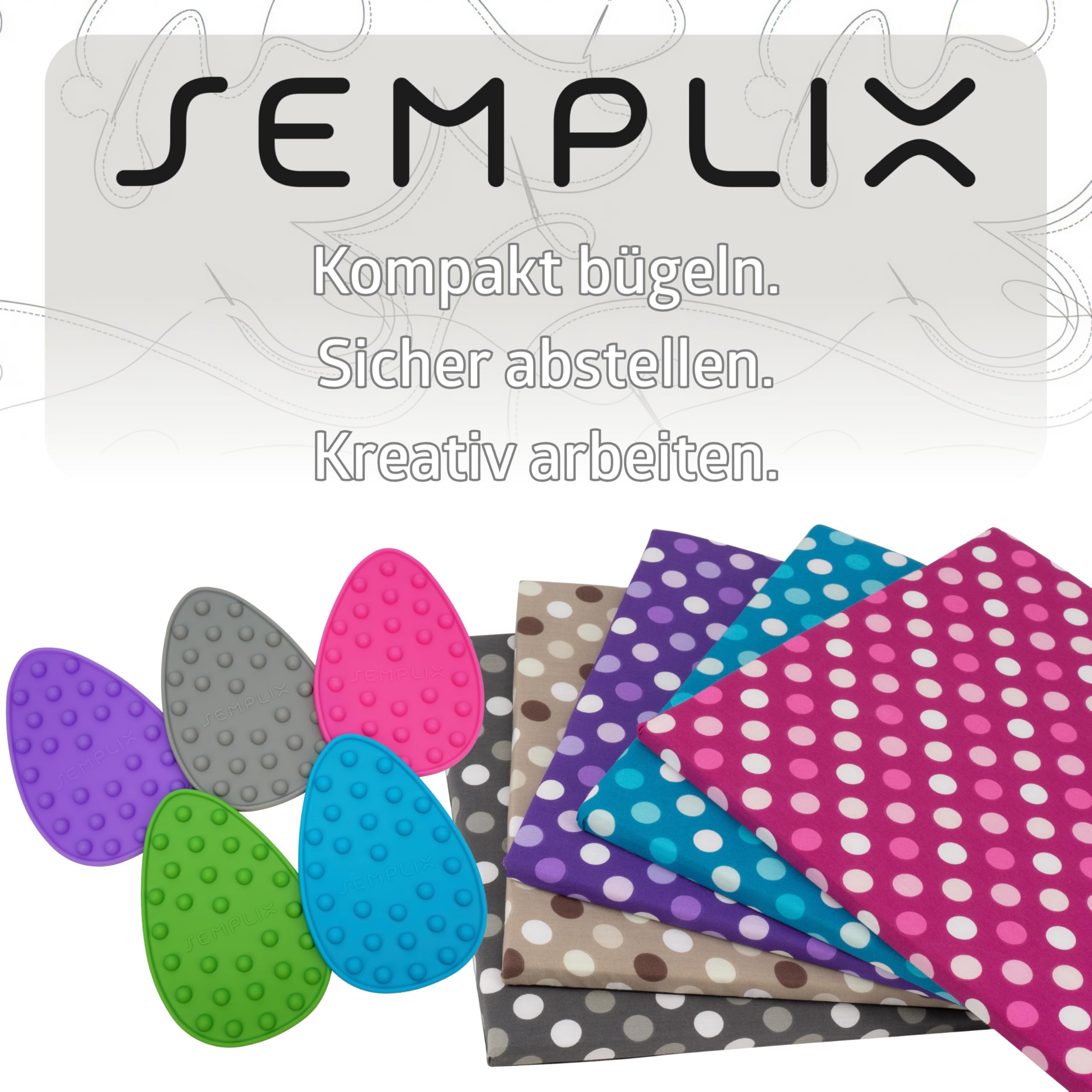 SEMPLIX Bügel Set – Bügelunterlage mit rutschhemmender Rückseite 30 x 40 cm, Mini Bügeleisenablage 10,5 x 15,5 cm, Prym Mini Dampf Bügeleisen (grün)