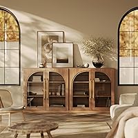 Vista 25 de BELLEZE Aparador Modular Acanalado Buffet con Almacenamiento, Mesa Consola Moderna de Mediados de Siglo con Puertas Arqueadas Simétricas, Elegante