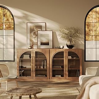 16 Study Wall Decor Ideas for Focused Spaces 49 BELLEZE Set of 2 Modular Sideboard with Arched Glass Door, 65'' Accent D...