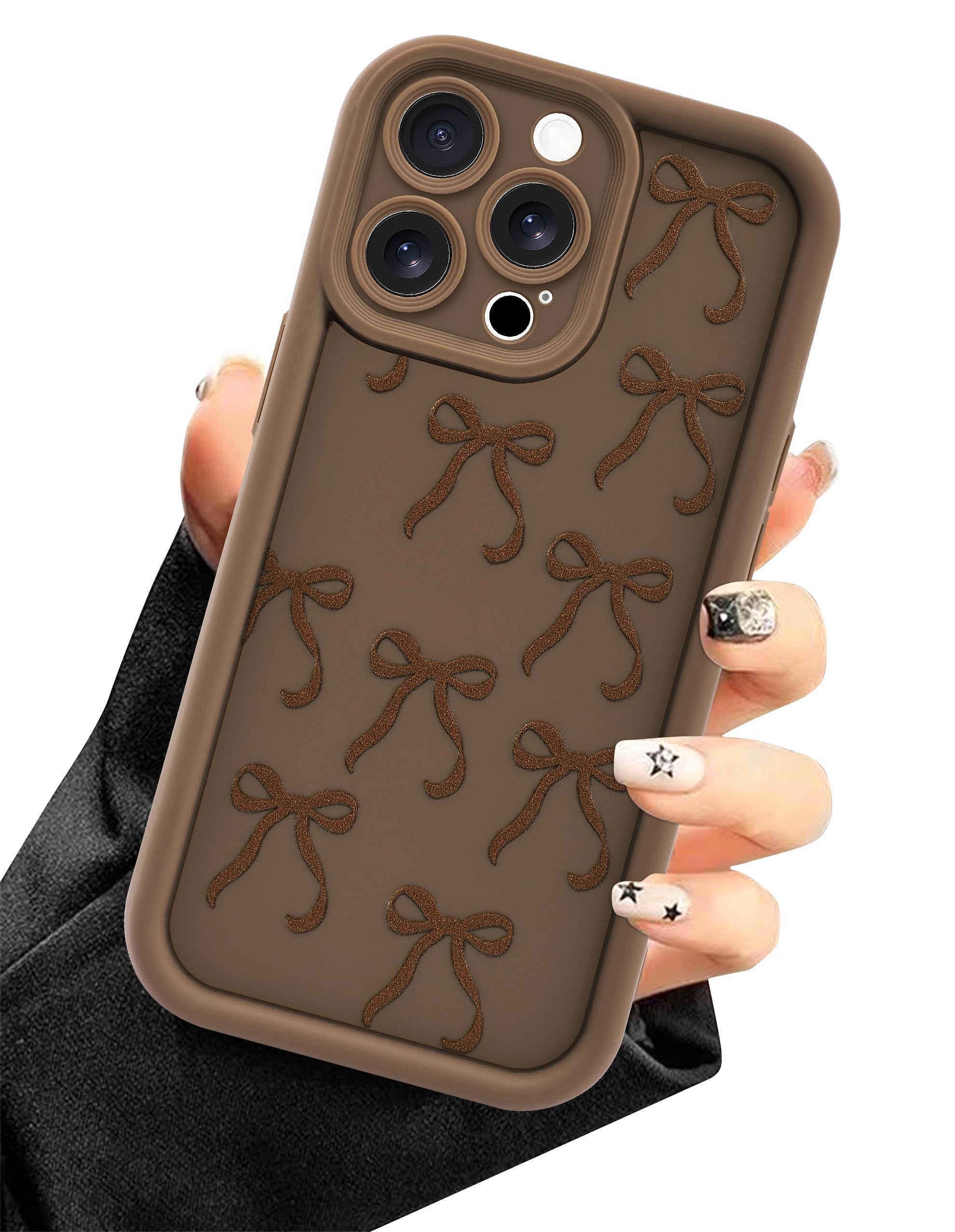 Aitipy Compatible with iPhone 11 Pro Case, Cute Brown Bow Aesthetic Design for Girls Women Soft Silicone Slim Fit Shockproof Protective Cover