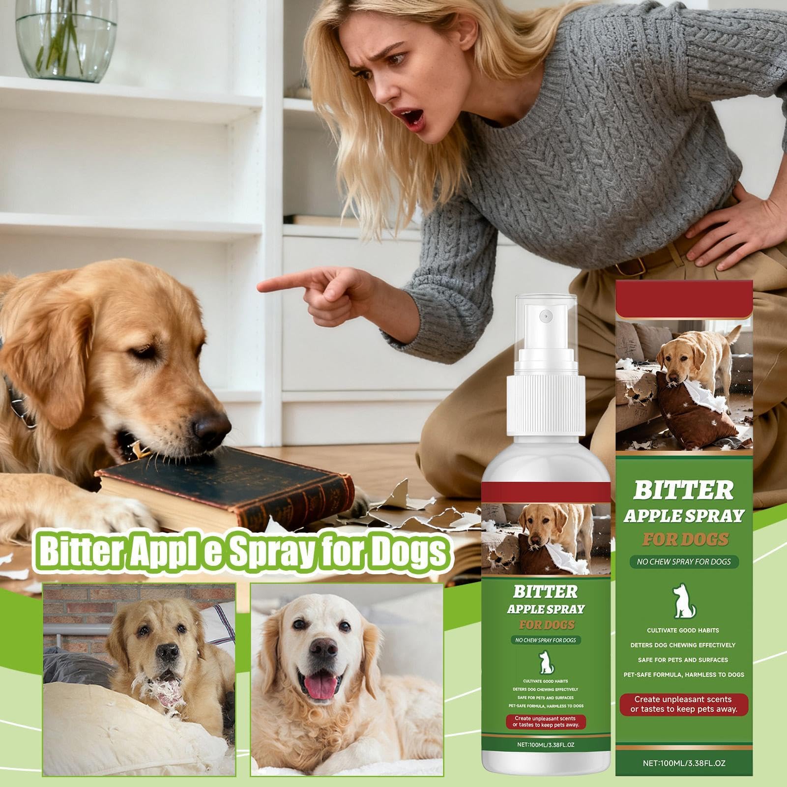 Generico Dog Anti Chew Spray - 100ml Bitter Training Solution, Behavior Correction Spray for Puppies And Dogs, Protect Furniture Carpet Plants Trash Areas Indoor Outdoor Use