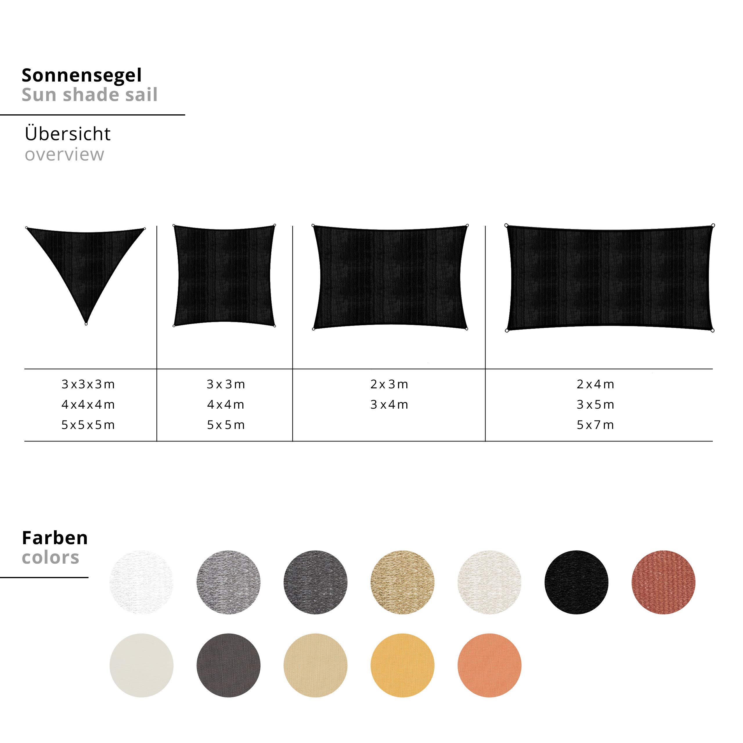 Lumaland Voile d´ombrage retangulaire avec Cordes de Support - 2 x 4 m - 100% HDPE - Terracotte