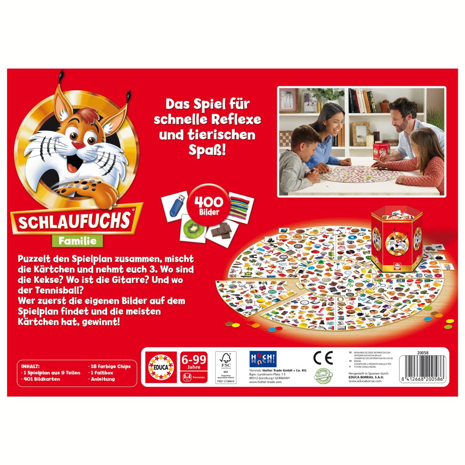 Educa - Juego de bucles Familia | Juego de niños | Juego de Cartas | Diversión para Toda la Familia | Juegos para niños a Partir de 4, 5, 6, 7 y 8 años (20058)