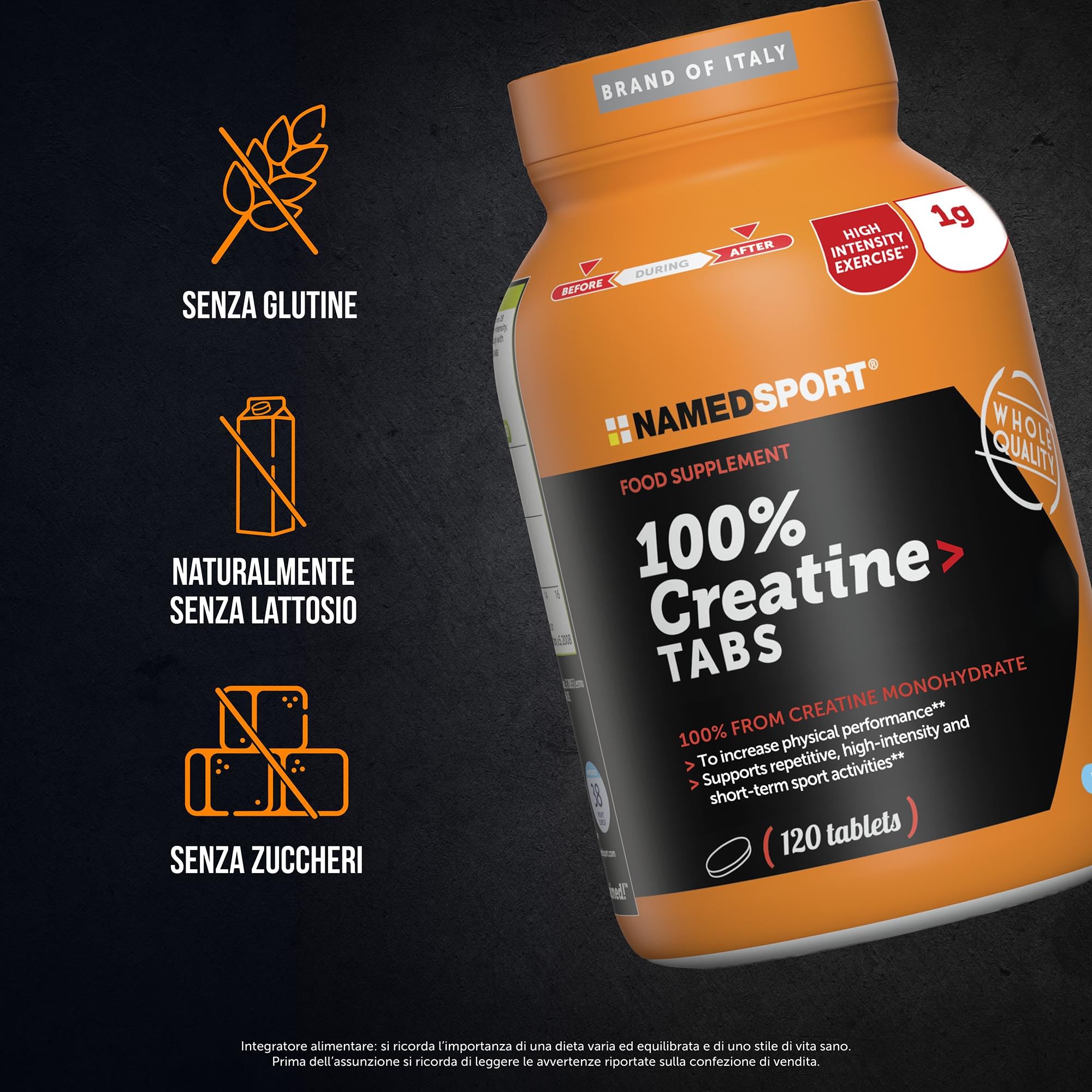 NAMEDSPORT SUPERFOOD Creatina Monoidrato Pura | Incrementa le Prestazioni Fisiche | Creatina Pura per Bodybuilding, Crossfit e Sport di Potenza | Integratori per il Fitness | 120 Compresse 80 Mesh