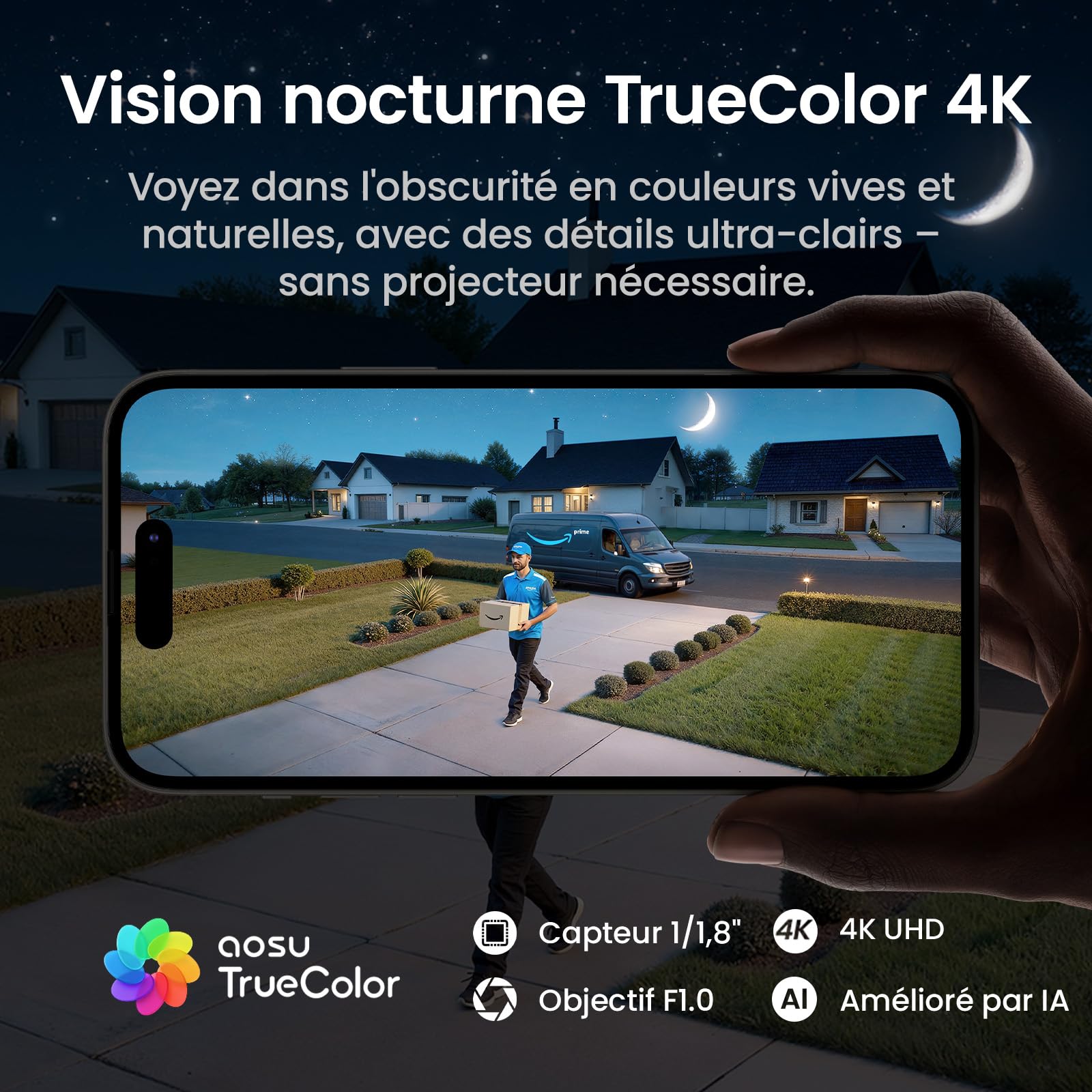 aosu 4K T2 Ultra Camera Surveillance WiFi Exterieure sans Fil Solaire, 2 Cam-Kit & aosuBase 2.0, 8MP Vision Nocturne, sans Abonnement, 32 Go Local & 1 to Extensible, 360° Panorama Suivi IA, 5G/2,4G