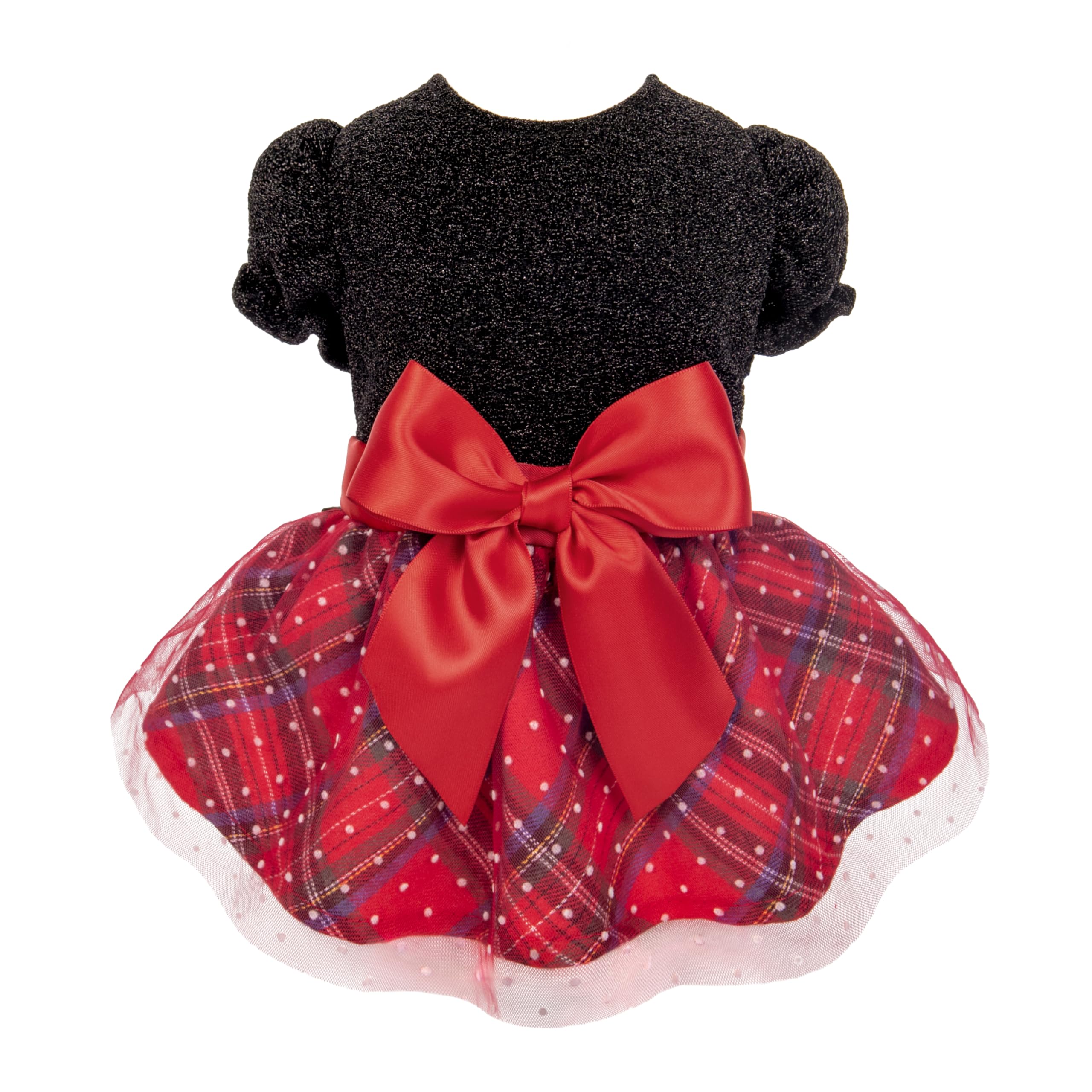 Fitwarm Christmas Puff Sleeve Dog Dress, Elegant Dog Christmas Outfit, Doggy Clothes for Small Dogs Girl, Pet Apparel, Black, Red, XS