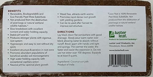 Miniatura 2 de Luster Leaf 1250 Medio de cultivo de coco y mezcla de inicio de semillas, 1.4 libras, marrón