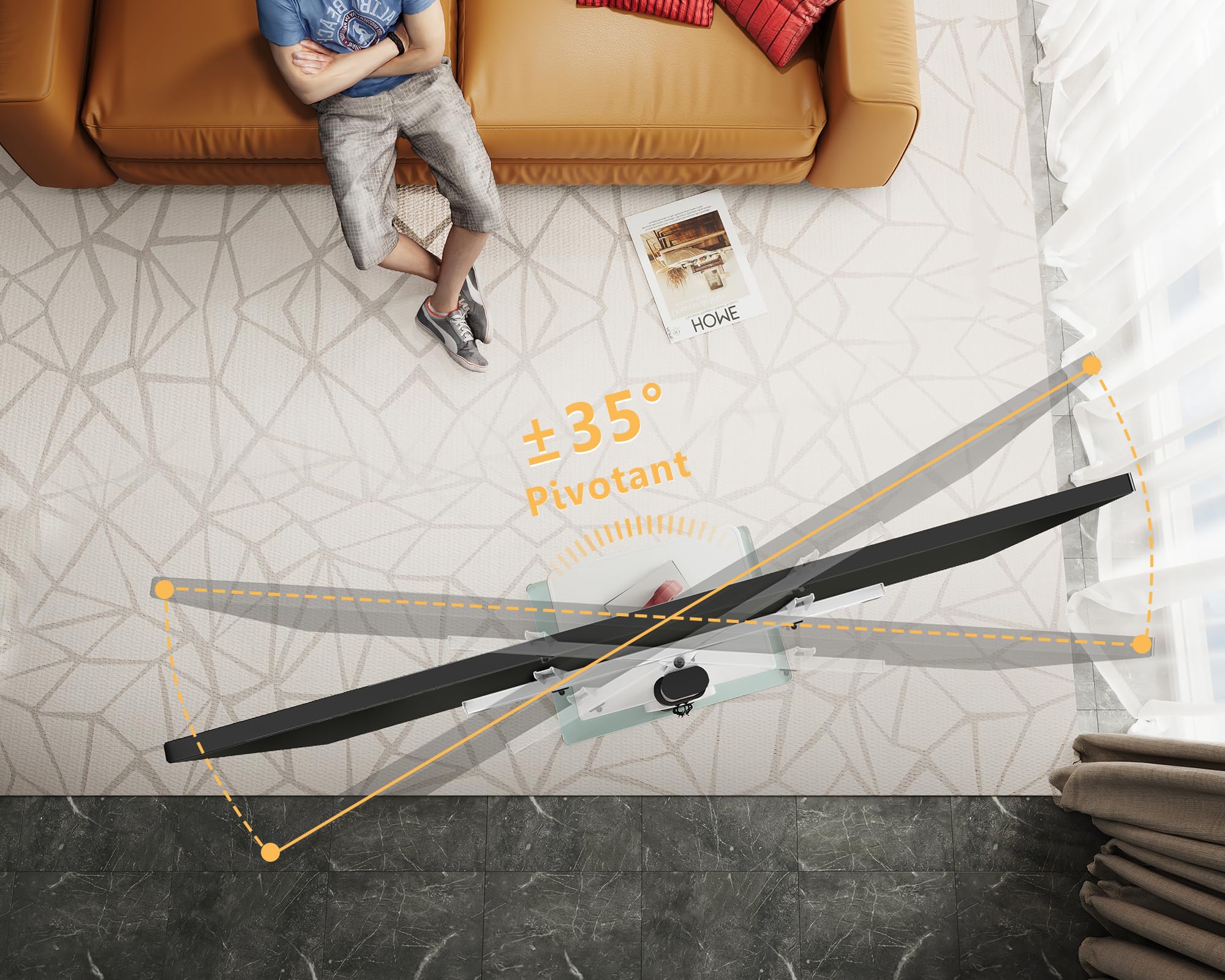 FITUEYES Support TV sur Pied pour TV de 32 à 60 Pouces, avec étagères réglables, Pied TV Réglable en Hauteur jusqu'à 30 kg Max VESA 600 x 400 mm, Blanc