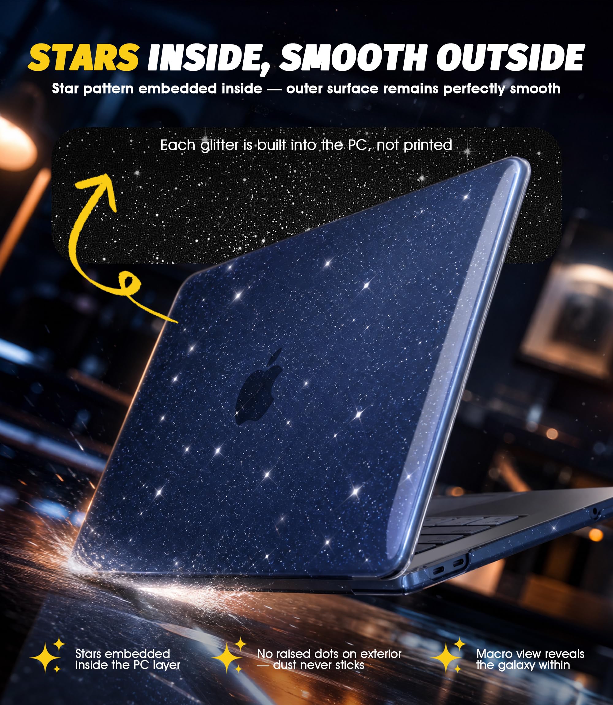 NEWZEROL Cover Compatibile con MacBook Neo, Antigraffio e Antiurto, Ultra Sottile, Custodia Rigida in Plastica Glitterata per Macbook Neo 2026 - Transparente