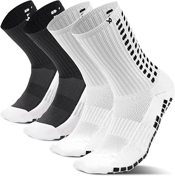 LUX Anti Slip Soccer Socks 2 Pack - Non Slip Football Sports Grip Pads Socks