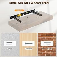 Raft de perete suspendat din stejar RICHER HOUSE, 100 x 23,5 x 3,8 cm, raft de perete din MDF, cu suporturi invizibile, pentru sufragerie, dormitor, baie, bucătărie 6