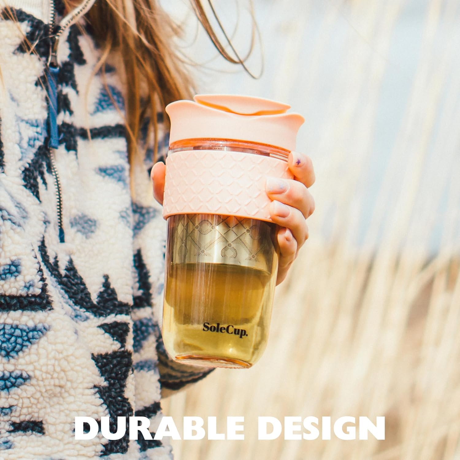 Large Travel Mug Loose Tea Infuser - Detachable Tea Strainer with Spill Proof Lid - 18oz/530ml BPA-Free Reusable Glass Travel Coffee Cup with Silicone Band (Black, 18oz) - Image 6