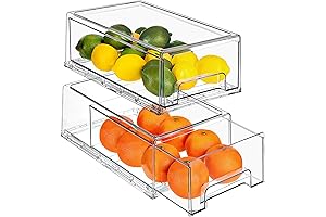 Sorbus Stacking Storage Drawers: Organize Your Fridge with Pull-Out Convenience