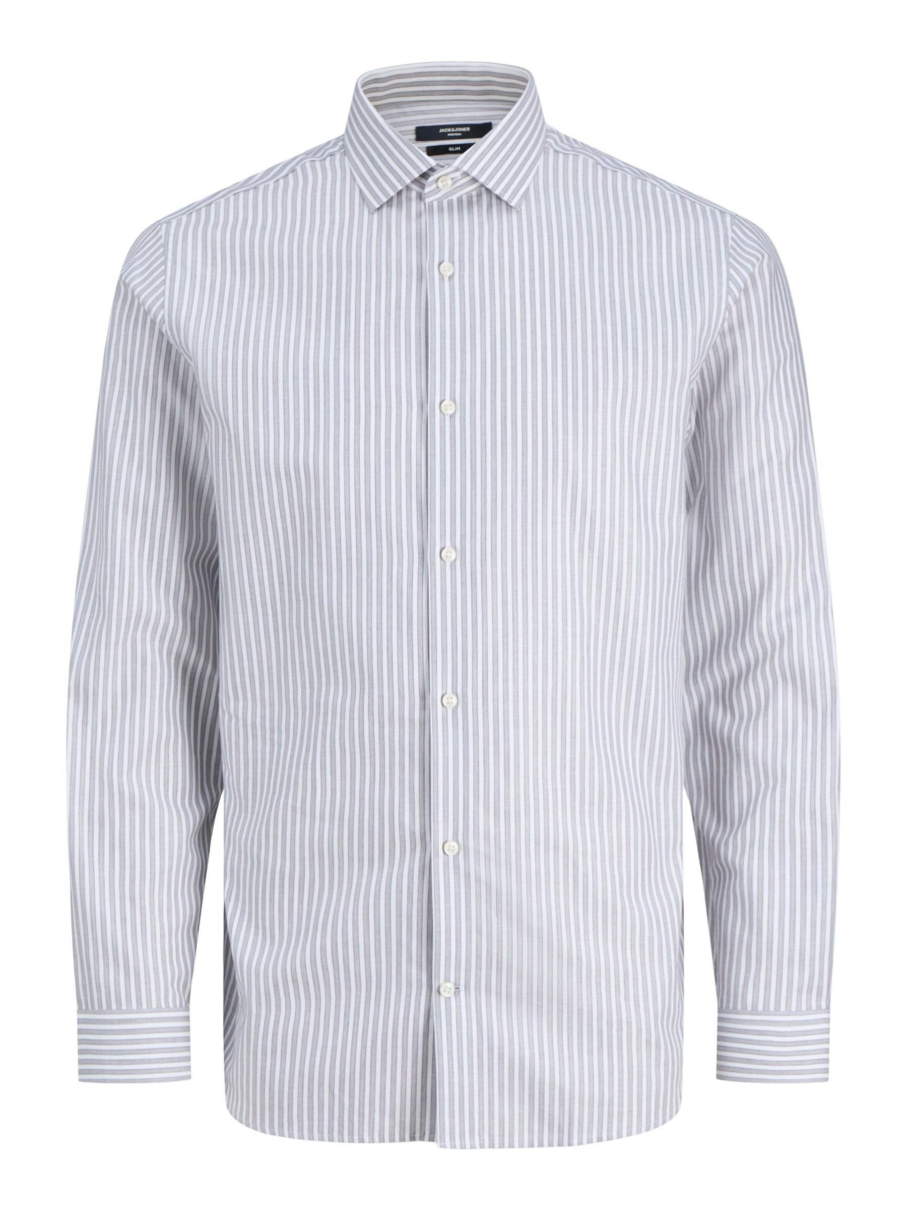 Jack & Jones Camicia Classica Maniche Lunghe, Chiusura Con Bottoni, Vestibilità Slim. Bianco-image