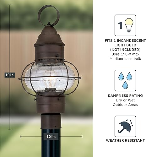Miniatura 4 de Designers Fountain 1766-RT Nantucket - Farol de poste para exteriores, 10 pulgadas, Rustique