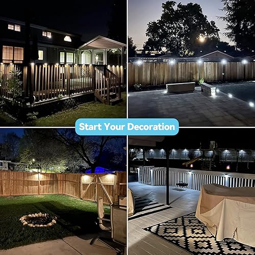 Miniatura 8 de Bridika - Luces solares para cerca, luces solares para exteriores, impermeables, blancas cálidas y brillantes, luces solares LED para patio trasero,