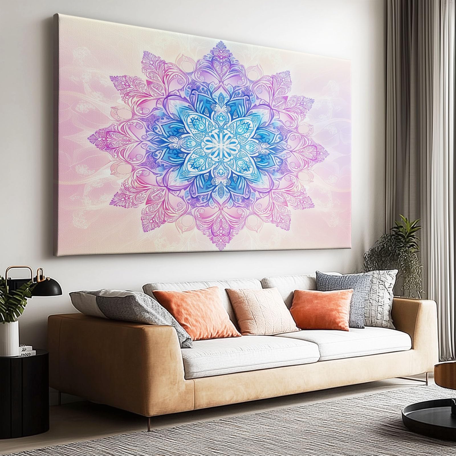 Fantasy Creative Mandala Poster Painting Wall Art, Home Decor Print on Canvas - Modern Artwork for Bedroom Living Room Office Bathroom Canvas Wall Art Frameless Decoration 47 x 24 Inch (120 x 60 cm)