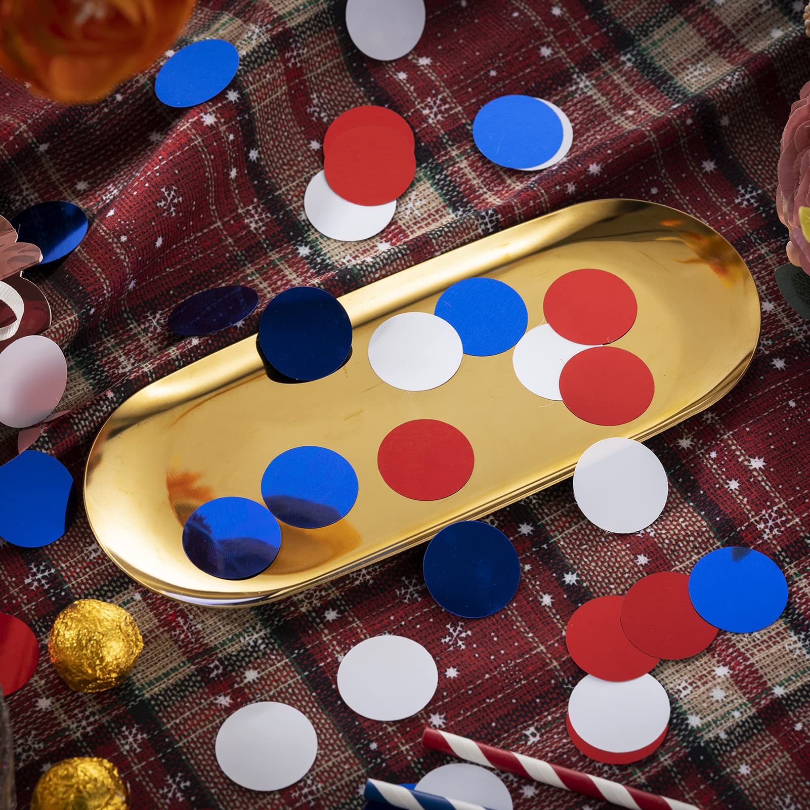 Red White Blue Table Confetti Party Decorations Metallic Circle Dot Confetti, 1.2 Inch, 300pcs