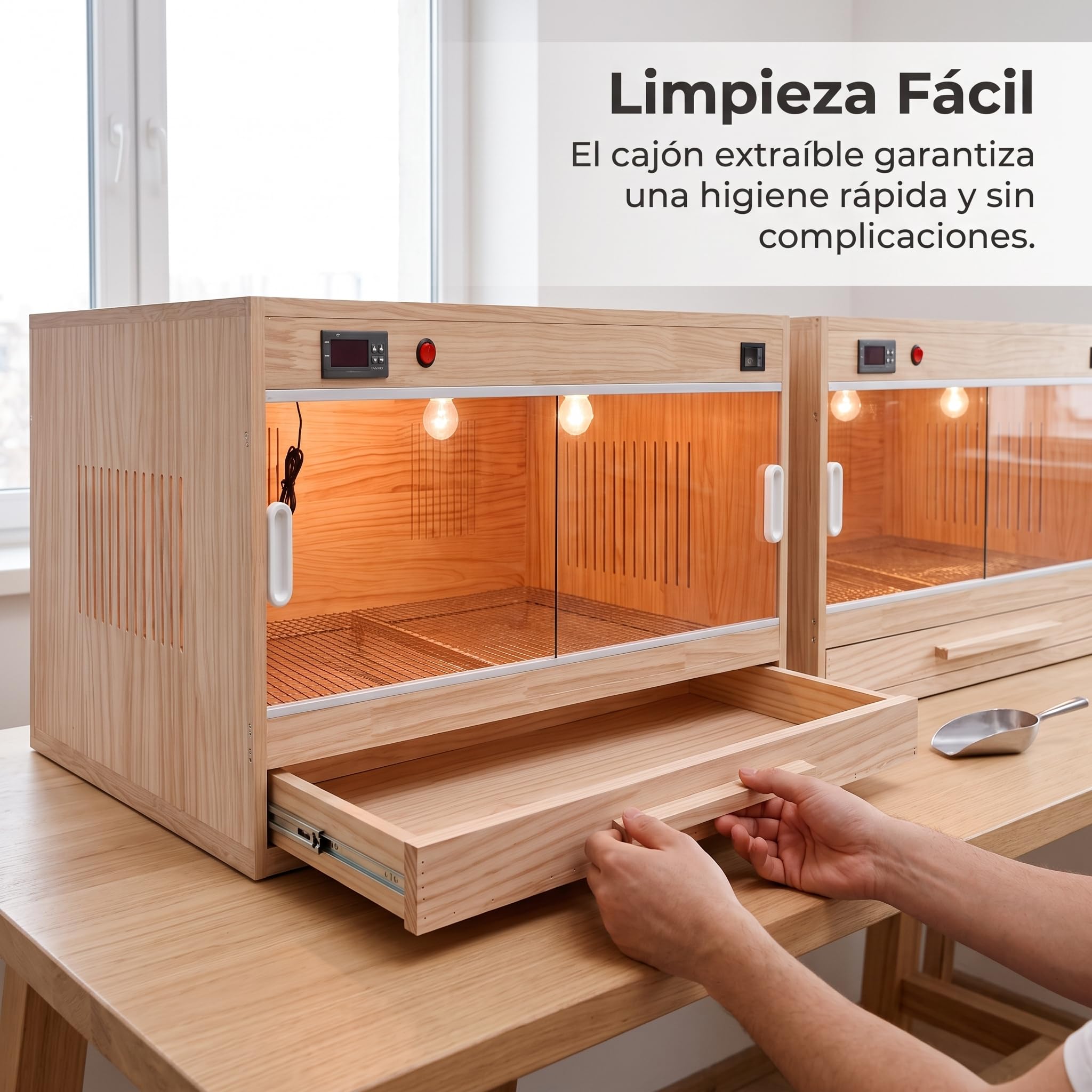 Caja Cría con Control Temperatura y Puertas s para y Mascotas, Caja de cría Inteligente con Temperatura Constante, 50x30x30 CM
