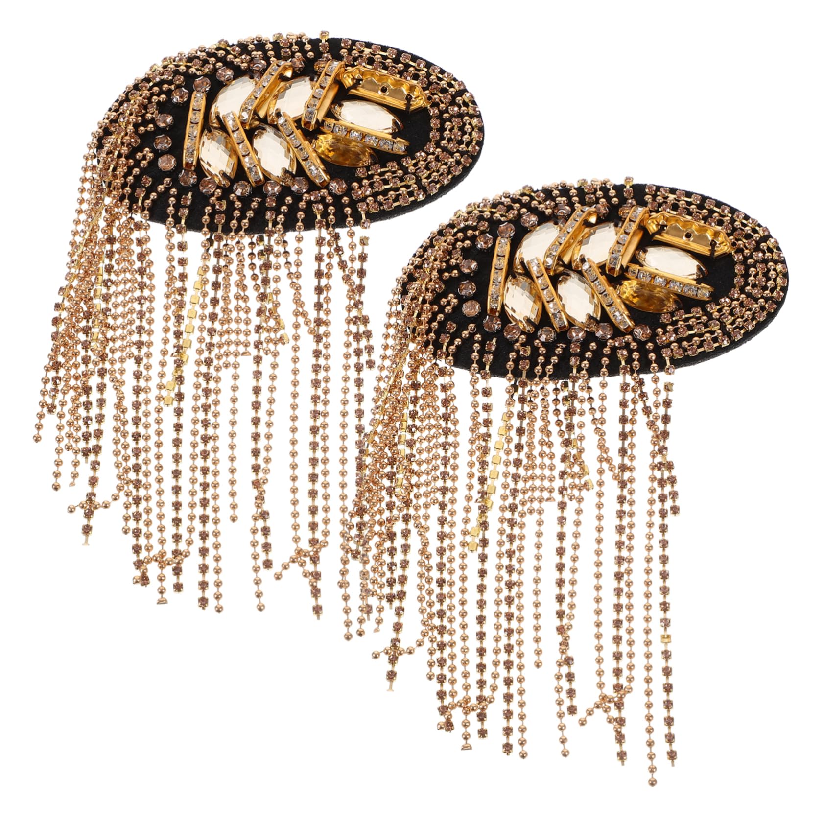 Insigne d'épaule à franges dorées de haute qualité avec strass brillants pour veste