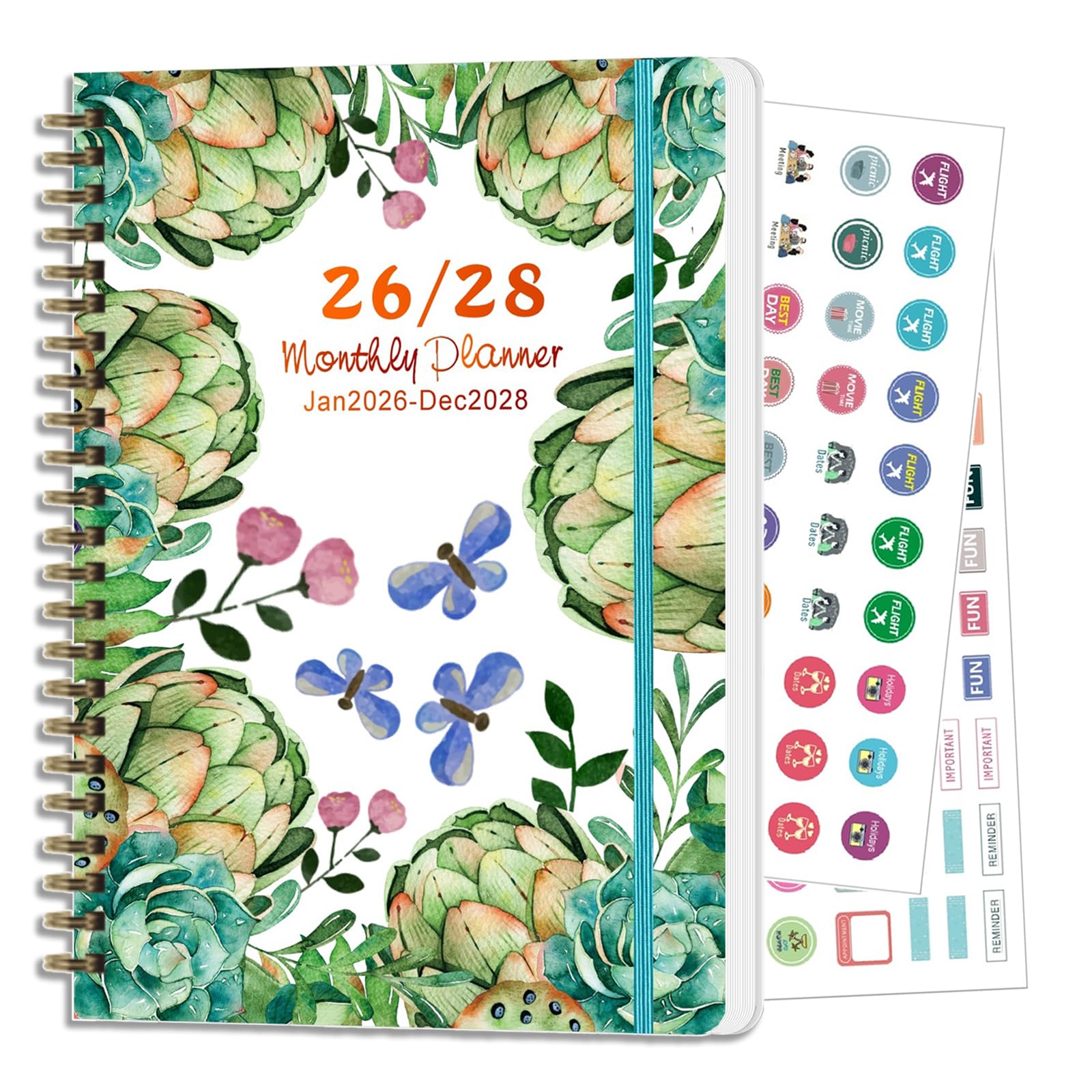 2026-2028 Planer, Wochen- und Monatsplaner-Buch, Tageskalender-Planungs-Notizbuch, Hardcover-Organizer, geeignet für Lehrer und Studenten, Bürobedarf für Damen und Herren, A5 (15,5 x 21,1 cm) (Grün)