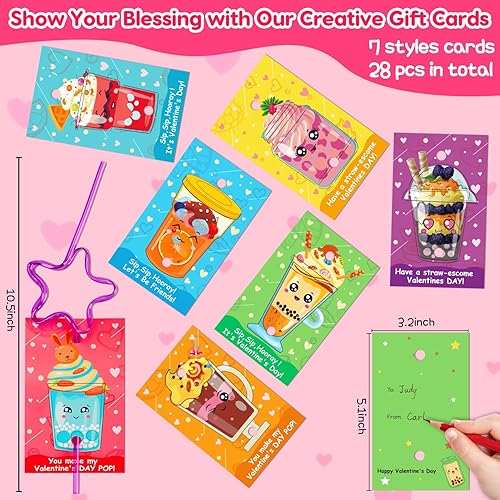 Miniatura 3 de 28 tarjetas del día de San Valentín para niños y escuelas con lazo loco Bendy reutilizables, juguetes a granel, premios de clase, regalos de fiesta